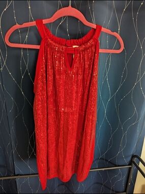 No Boundaries Red Sequin Halter Top